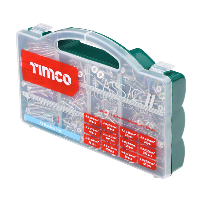 Classic Multi-Purpose Screws - Mixed Tray - PZ - Double Countersunk - A2 Stainless Steel