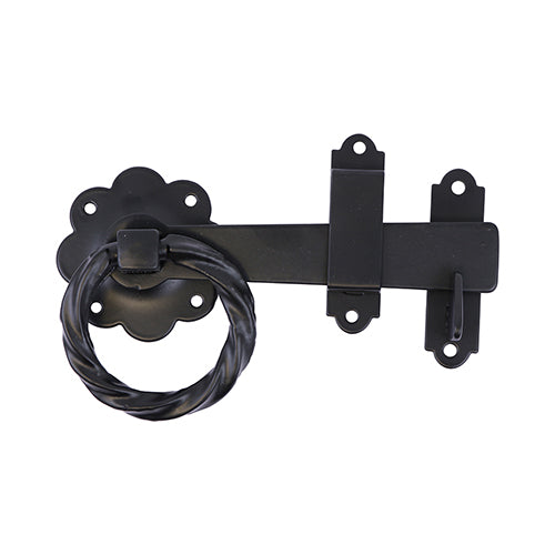 Timco Ring Gate Latch, Twisted, Black Steel