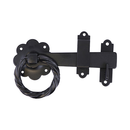 Timco Ring Gate Latch, Twisted, Black Steel